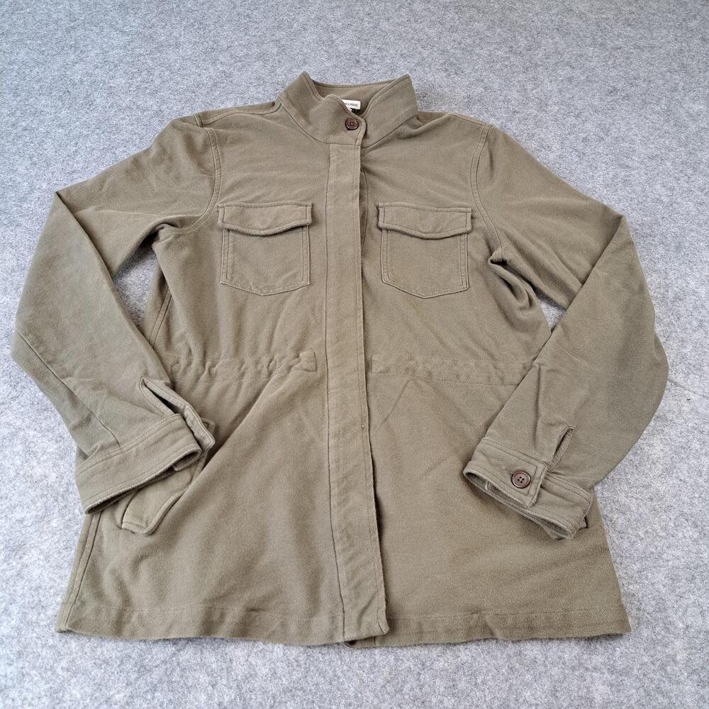 James Perse Jacket Womens Extra Large 4 Olive Green Utility Shirt Cotton Shacket